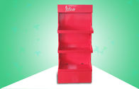 Pop vertoningen Drie van het Eco schorten Vriendschappelijke Rode karton op om Nachtjapon &amp; Speelgoed te verkopen