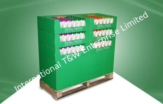 De groene Vertoning van de Kartonpallet voor Skincare-Producten met 6 Dienbladen
